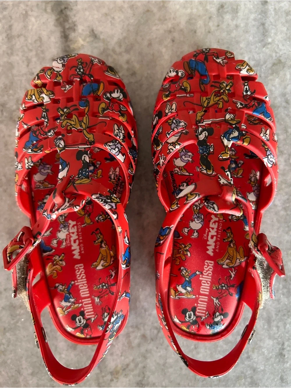 Mini Melissa x Disney Red Mickey Kids Jelly Sandals Size 10